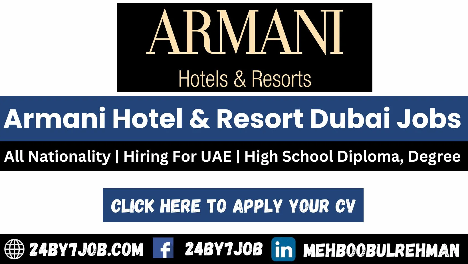 Armani Hotel Dubai Careers Opportunities 2024