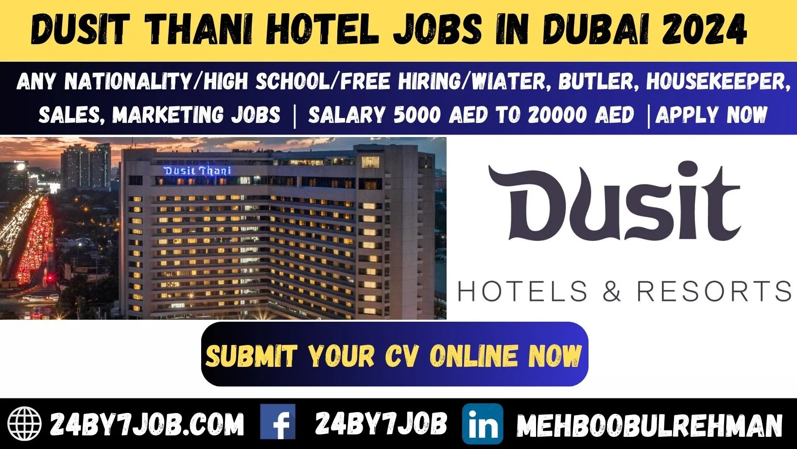 Dusit Thani Hotel Dubai Latest Job Vacancies 2024